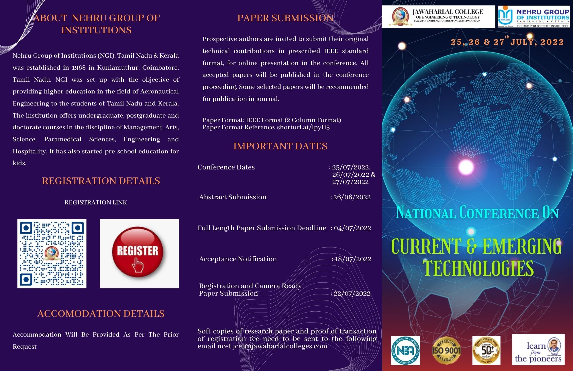 National Conference on Current and Emerging Technologies 2022